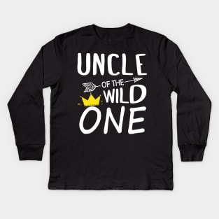 Funny Shirt Awesome Uncle Of The Wild One Kids Long Sleeve T-Shirt